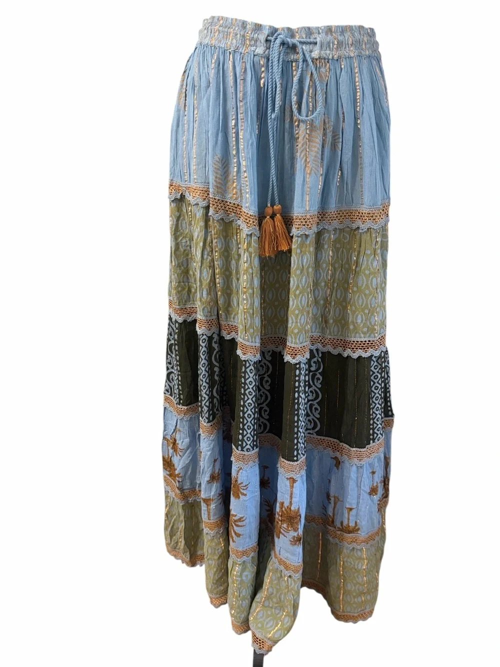 Ananta 2pc Blue Multi Print Maxi Skirt Set(One Size)